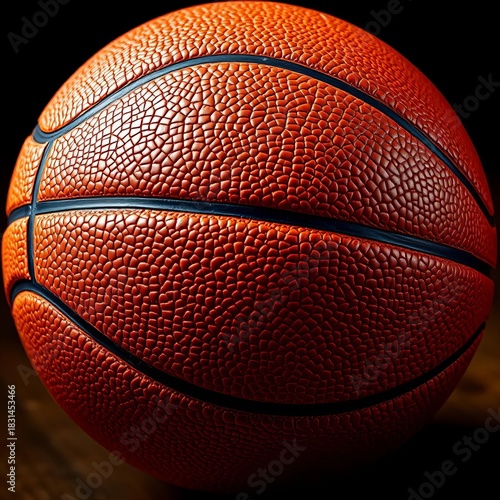 Cracked leather basketball with faded seams, showing signs of heavy use,  game,  texture