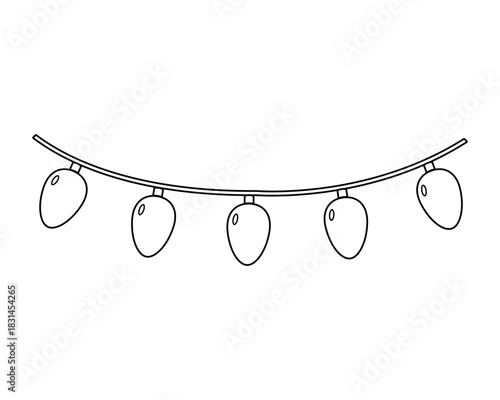 Christmas Lights Garland Outline for Festive Holiday Coloring Designs