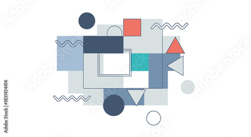 Abstract Geometric Shapes and Lines with Soft Color Palette