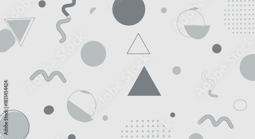 Abstract Geometric Shapes Pattern with Minimalist Grey and White Color Palette
