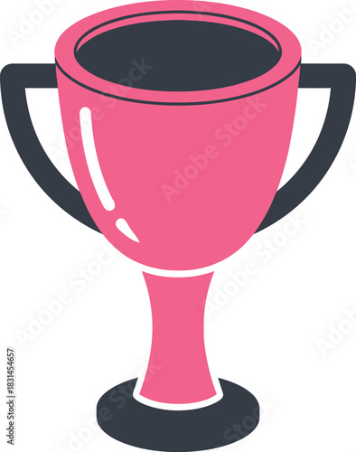 Pink trophy cup icon representing victory and success. Vector illustration of a championship award for the winner of a competition, symbolizing achievement