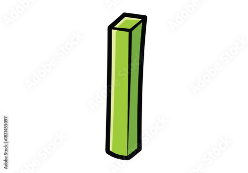 A simple green rectangular prism object with a black outline.