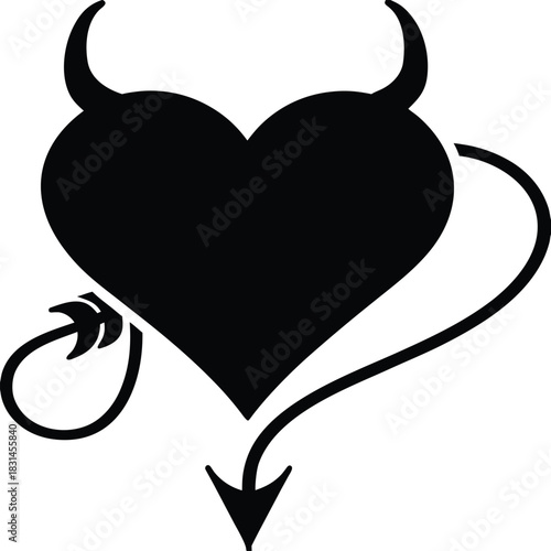 Evil heart love icon isolated on white background