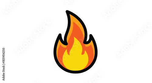 Stylized Flame Icon Representing Fire and Heat.