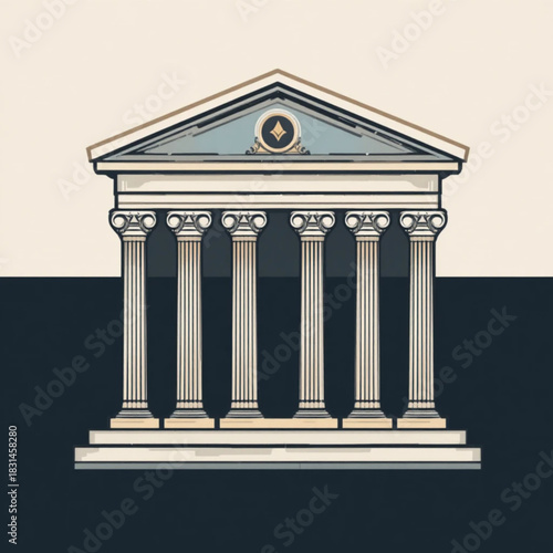 Illustration of flat colored business themed icons on a plain background 