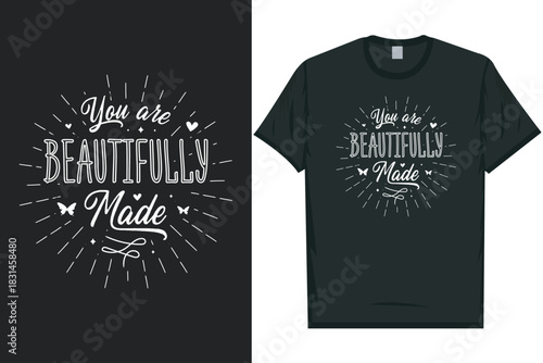 You are beautifully made Be aware be there care Mental health matters, mental health awareness month, green ribbon mental health awareness typography tshirt design