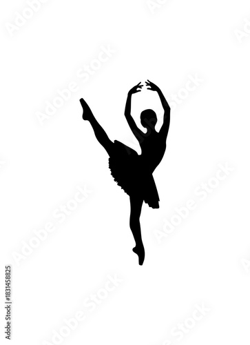 Elegant ballerina silhouette gracefully dancing performance art