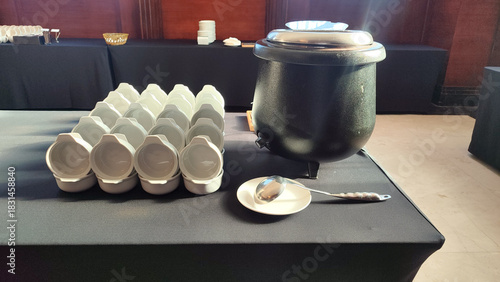 Rows of Stacked White Ceramic Cups