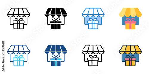 Shopping icon set multiple style vector collection. Editable Stroke 
