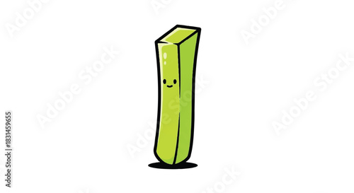 Cute cartoon green vegetable character standing alone.