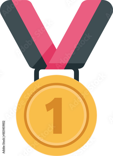 Gold medal for first place, a symbol of achievement and victory for the winner