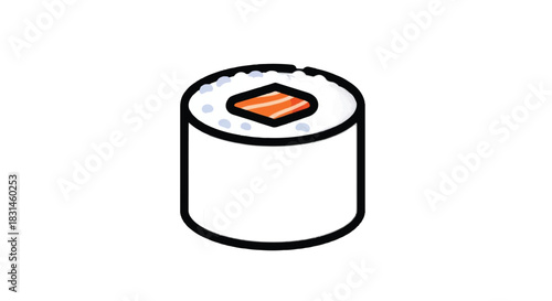 Sushi roll with salmon on top, a delicious Japanese cuisine.