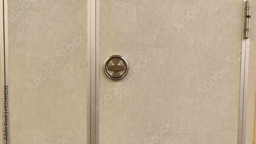 Public restroom stall door with circular lock