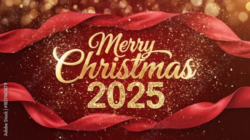 Abstract Golden Particle Motion on a Deep Red Background