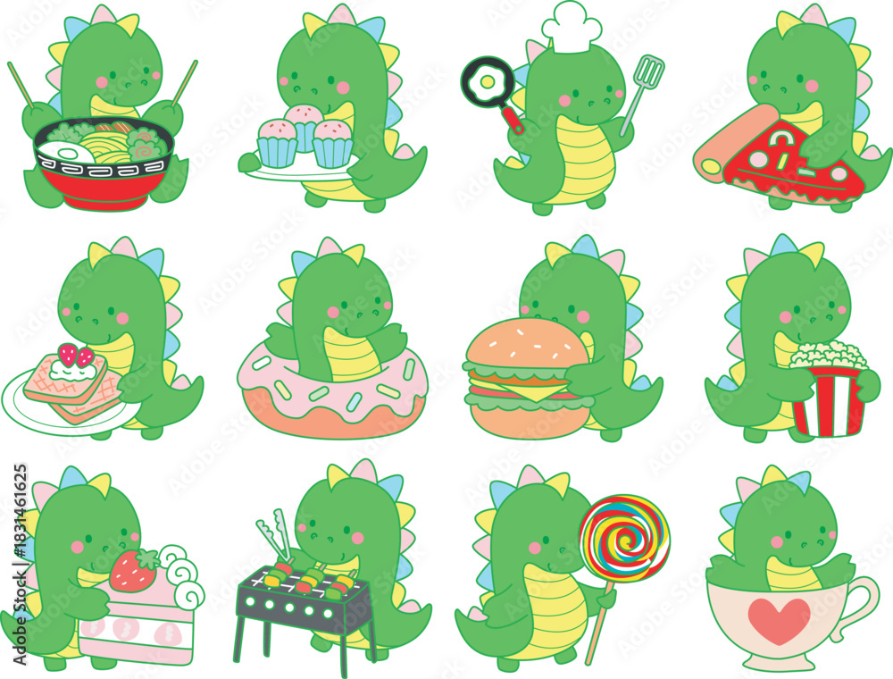 Obraz premium Illustrations of cute Dinosaur character clip art for children. Dinosaur