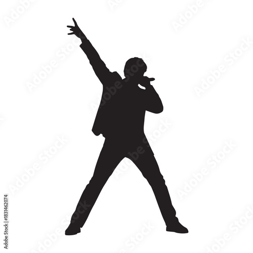 Dynamic Silhouette of a Singer Performing with Passion and Energy on Stage Under Spotlight Charisma