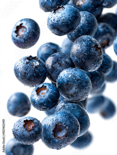 Wallpaper Mural A close up shot of fresh blueberries covered in water droplets on a white background Torontodigital.ca