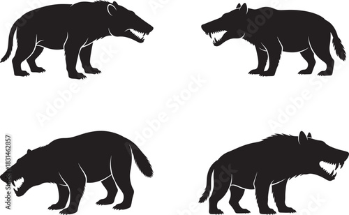 Andrewsarchus silhouette collection prehistoric mammal illustrations for paleontology and zoology