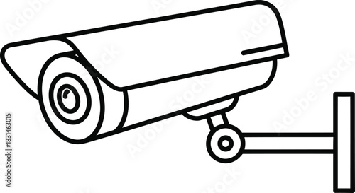 Security camera outline illustration for surveillance and safety concepts