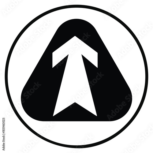 White Up Arrow on Black Triangle