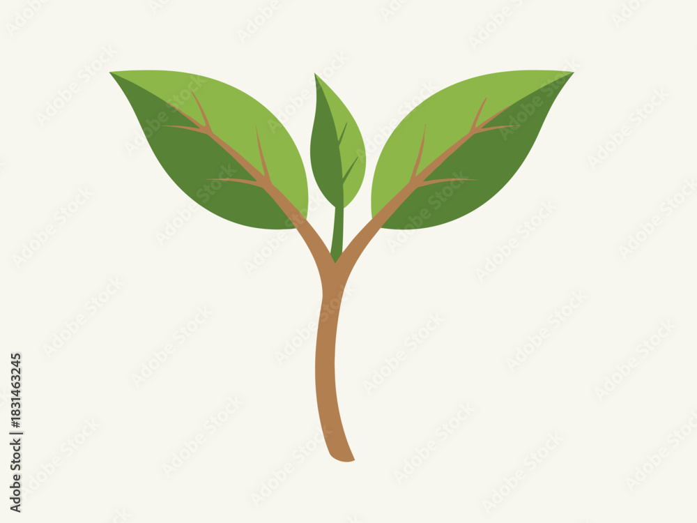 Fototapeta premium Minimalist Green Sprout Illustration Growth, Nature, and Sustainable Development Concept
