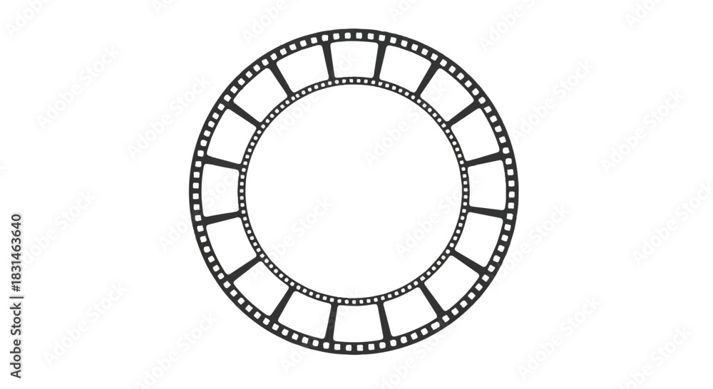 custom made wallpaper toronto digitalCircular film strip design with multiple frames and sprocket holes, classic movie concept.