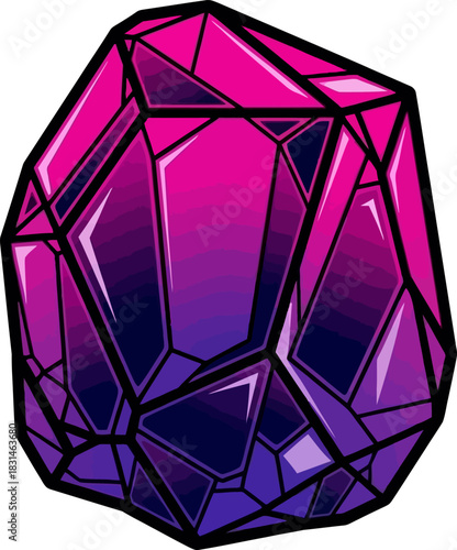Vibrant Amethyst Crystal Gemstone Illustration.