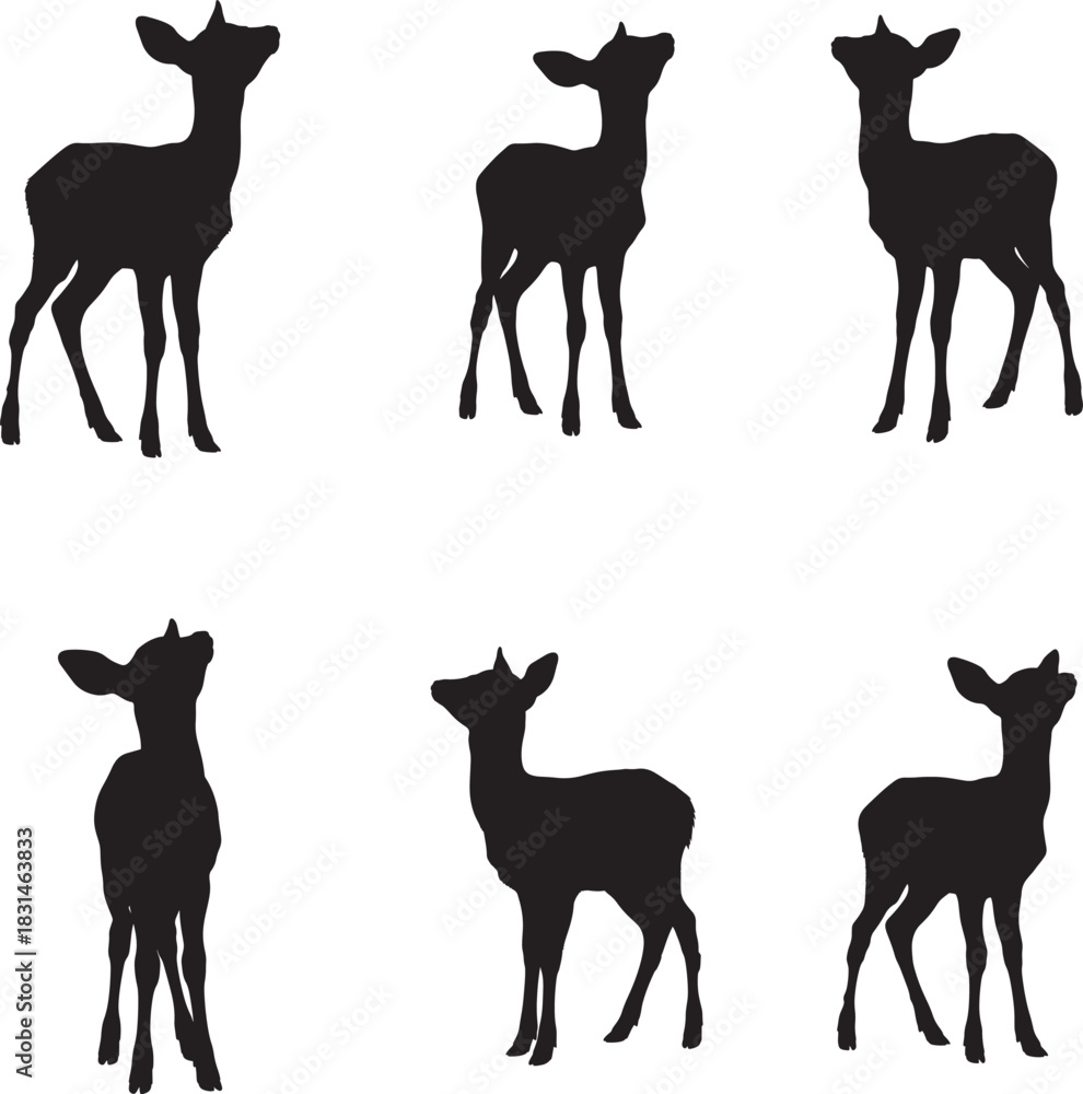 Fototapeta premium Deer silhouette collection elegant wildlife illustrations for design and creative projects