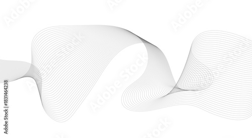 Abstract wave element for design. Digital frequency track equalizer. Wave with lines created using blend tool. Curved wavy line, smooth stripe.

