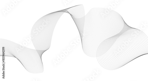 Abstract wave element for design. Digital frequency track equalizer. Wave with lines created using blend tool. Curved wavy line, smooth stripe.
