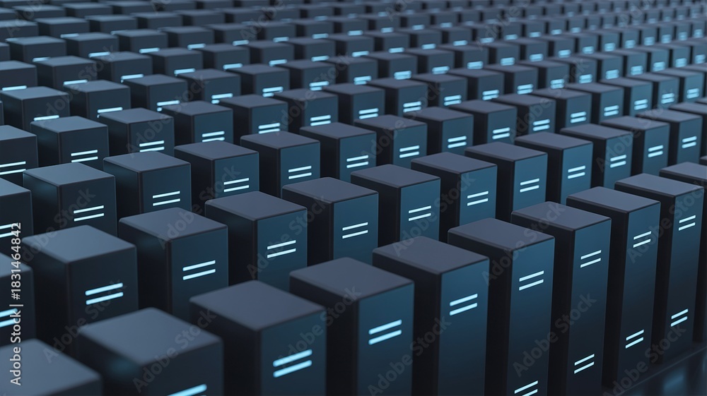 Obraz premium Abstract Infinite Server Rack Data Center