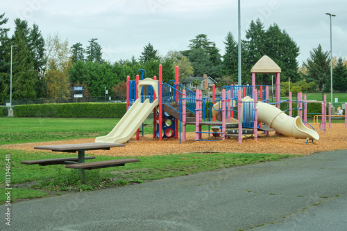 Milton WA USA, Nov 29, 2025 - Children's playground on the territory of the preschool