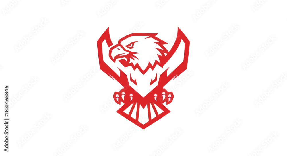 Naklejka premium Bold red eagle graphic isolated on white background for design elements