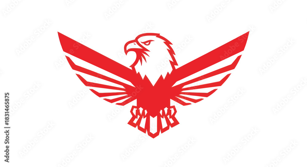 Obraz premium Bold red eagle graphic on white background for design elements