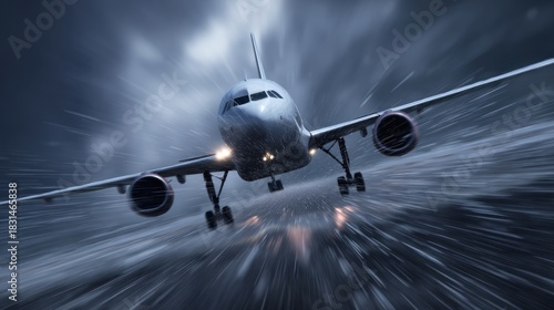 Airplane storm landing