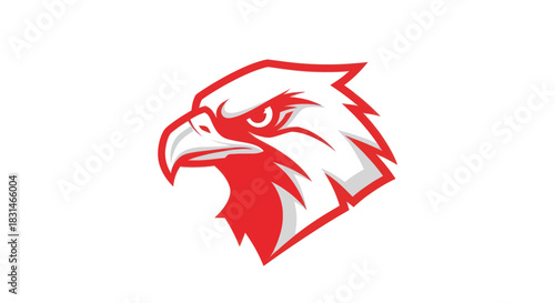 Bold eagle head icon on white background symbolizing strength and focus