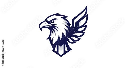 Bold eagle illustration against white background for design and branding