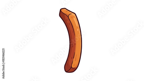 A single curved sausage on a white background.