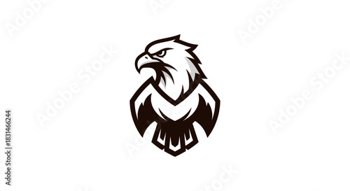 Bold eagle illustration against white background for symbolism and design