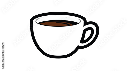 Illustration of a White Coffee Cup with Dark Brown Coffee.