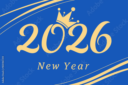 Modern 2026 New Year Design Template | Blue Background