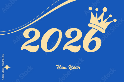 Luxury 2026 New Year Vector with Gold Crown Logo