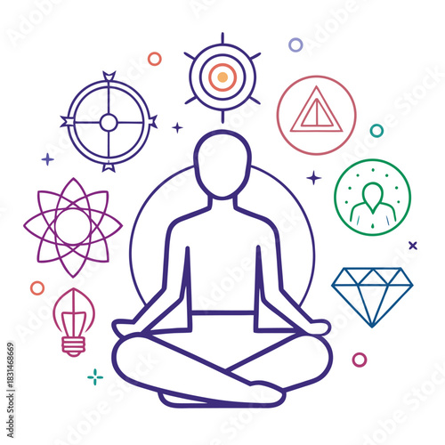 Calm woman in lotus pose practicing yoga and meditation