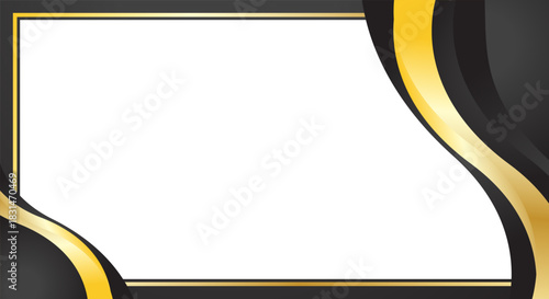 Elegant gold black wave luxury empty frame background
