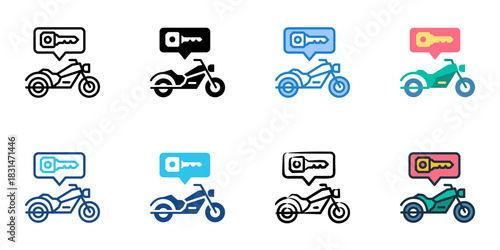 Bike rental icon set multiple style vector collection. Editable Stroke 
