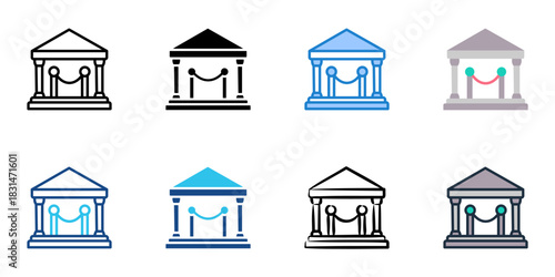 Museum icon set multiple style vector collection. Editable Stroke 
