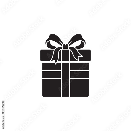 Classic Christmas Gift Box with Elegant Ribbon Bow Vector