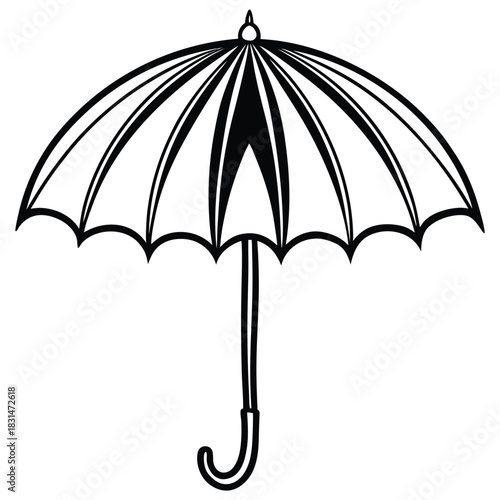 A black silhouette of an umbrella vector