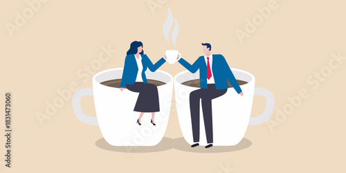 Business colleagues enjoying coffee break together