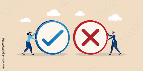 Decision making between yes and no symbols